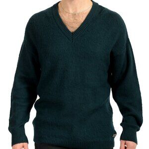 Scuderia Ferrari Men's Emerald Green 100%Wool V-Neck Pullover Sweater US M IT 50